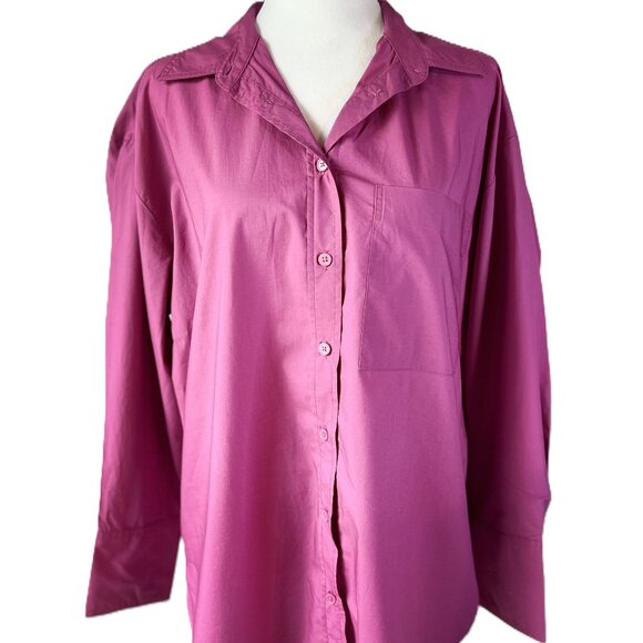 💖 Banana Republic Bold Pink 100% Cotton Button-Down – Effortless Chic Size M💐 - Picture 3 of 12